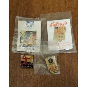 Vintage Olympics Pins '92 Albertville USA Games 4 Piece Kodak Kellogg Chrysler